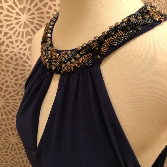 NWT Laundry by Shelli Segal Long Beaded Blue Dress - Picture 11 of 15